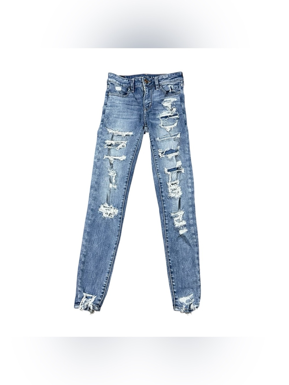 American Eagle Womens 0 Hi Rise Jegging Distressed Ripped Jeans Stretch